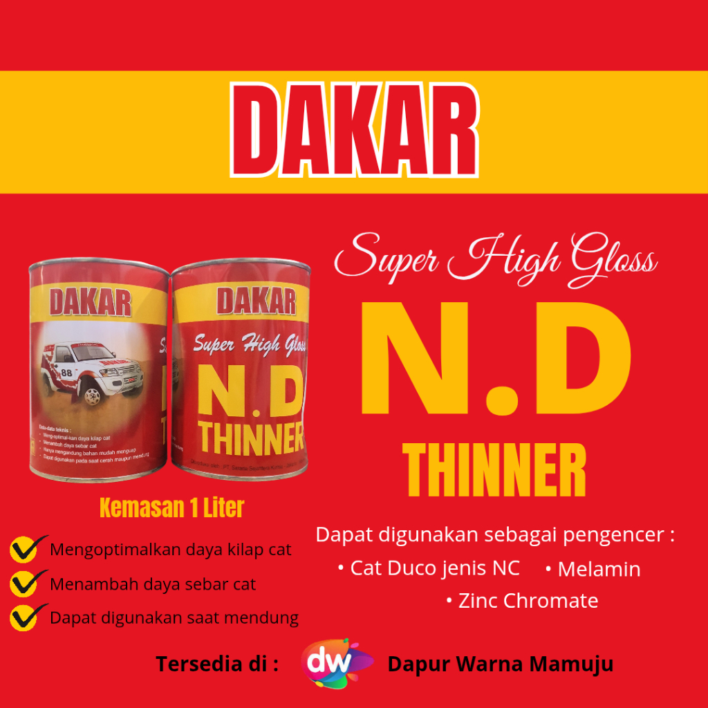 [Sulsel-Sulbar] Dakar N.D. Thinner (Thinner Dakar Merah) Kemasan 1 Liter