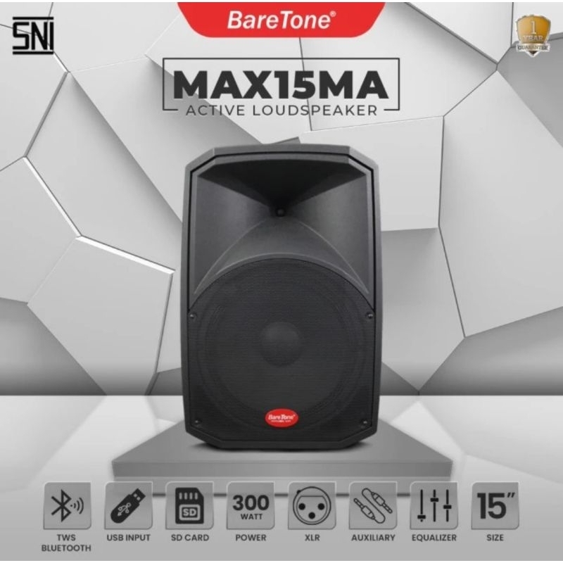 SPEAKER AKTIVE BARETONE MAX15MA SPEAKER 15 INCH 300 WATT TWS BLUETOOTH USB ORIGINAL GARANSI RESMI 1T