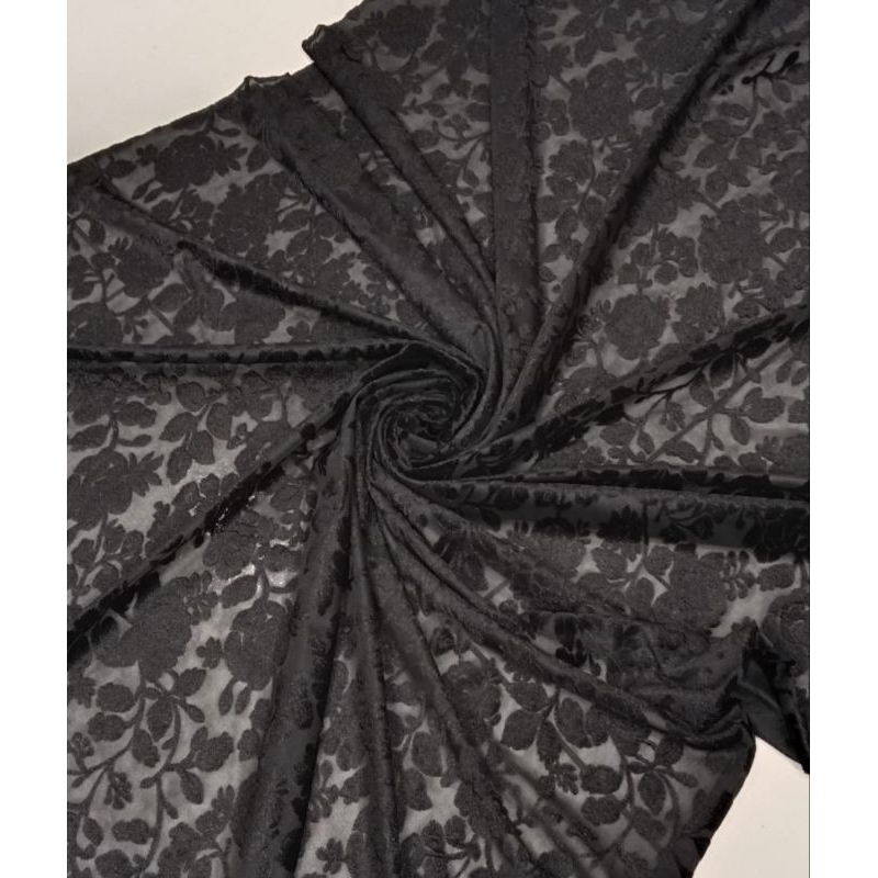 kain/bahan bludru motif bunga