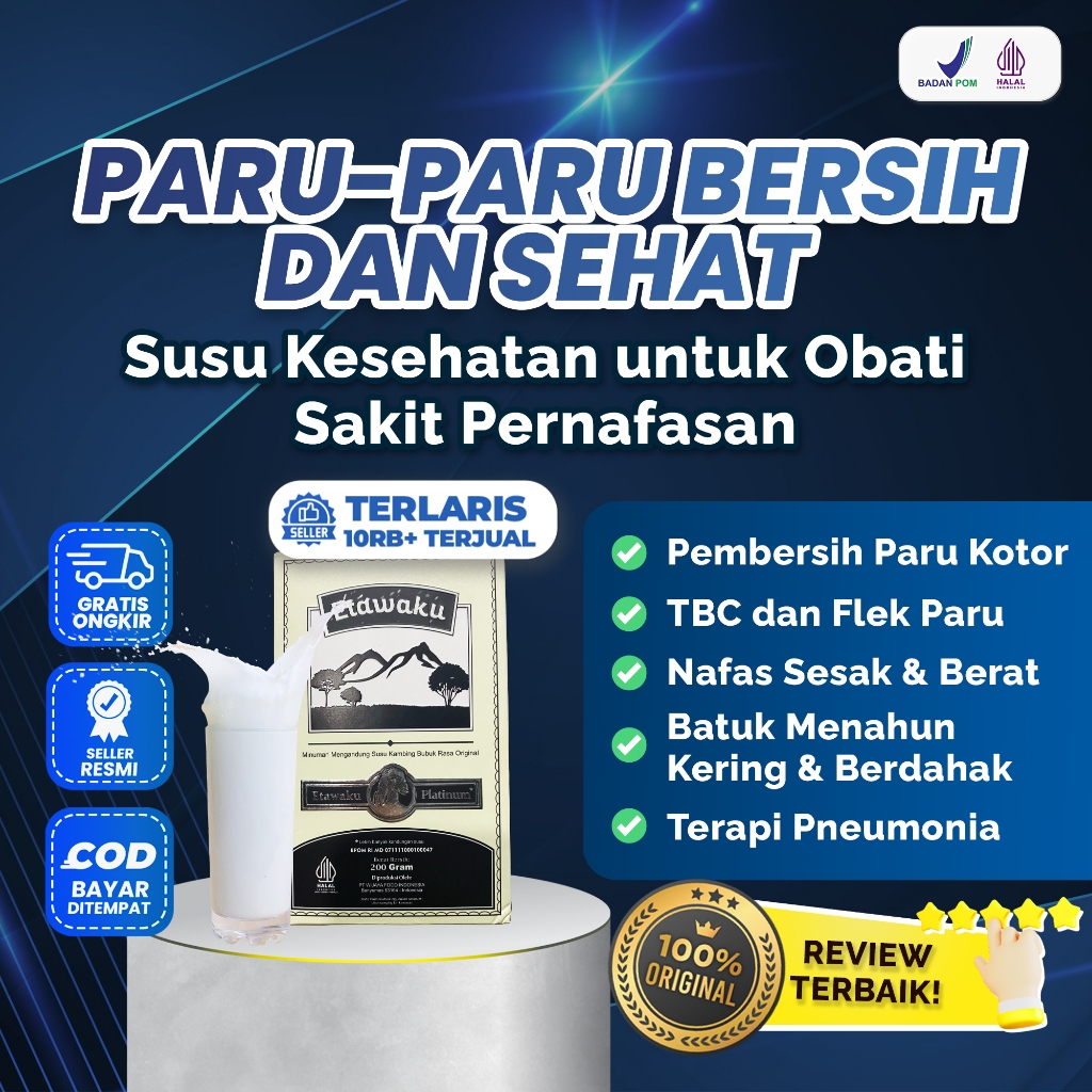 

BELI DISINI Etawaku Susu Bubuk Kambing Kalsium - Redakan Sakit Batuk Sesak Nafas - Hidung Tersumbat Pilek - Bronkhitis - Flu Radang Paru Original Isi 200gr Etwaku Platinum