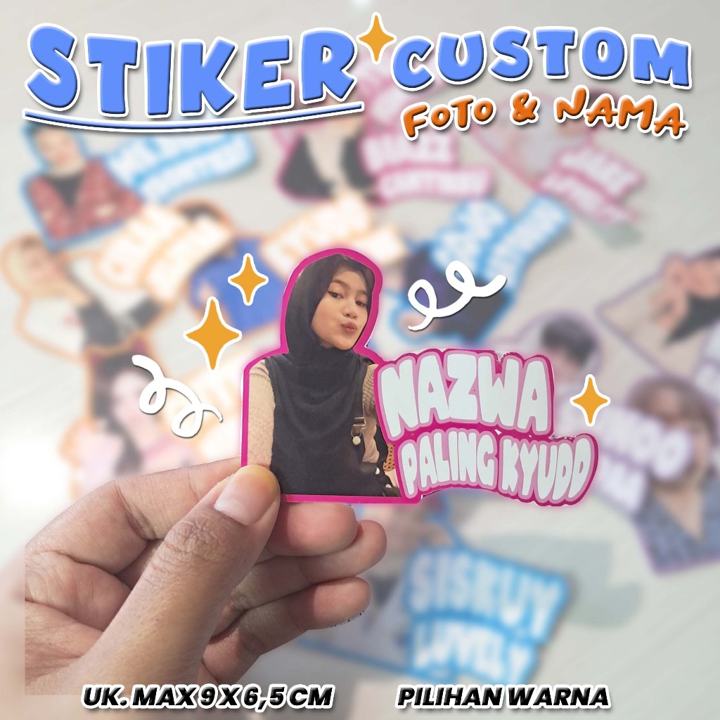 

STIKER CUSTOM FOTO DAN NAMA - MINIMAL ORDER 4 PCS - Stiker viral kado pacar stiker motor dll