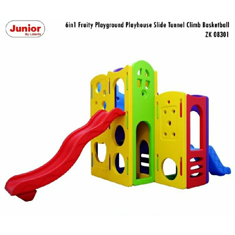 Labeille 6in1 Playground & Playhouse / Fruity Playhouse Slide Climb Tunnel Basketball ZK 08301 / Roc