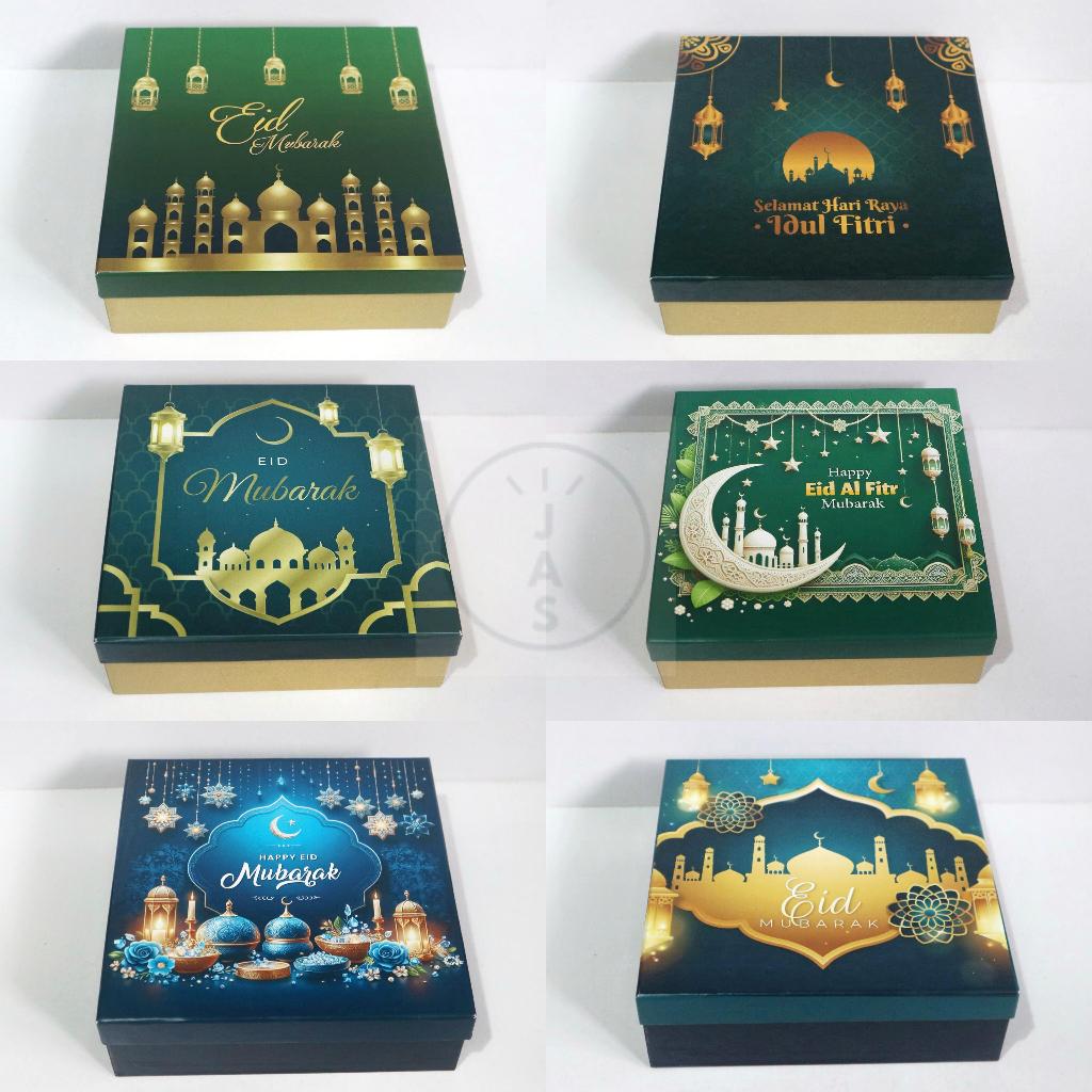 

JASBOX - Box idul fitri persegi ukuran 20x20cm dan 22x22cm / hardbox untuk hampers lebaran / box kue tebal
