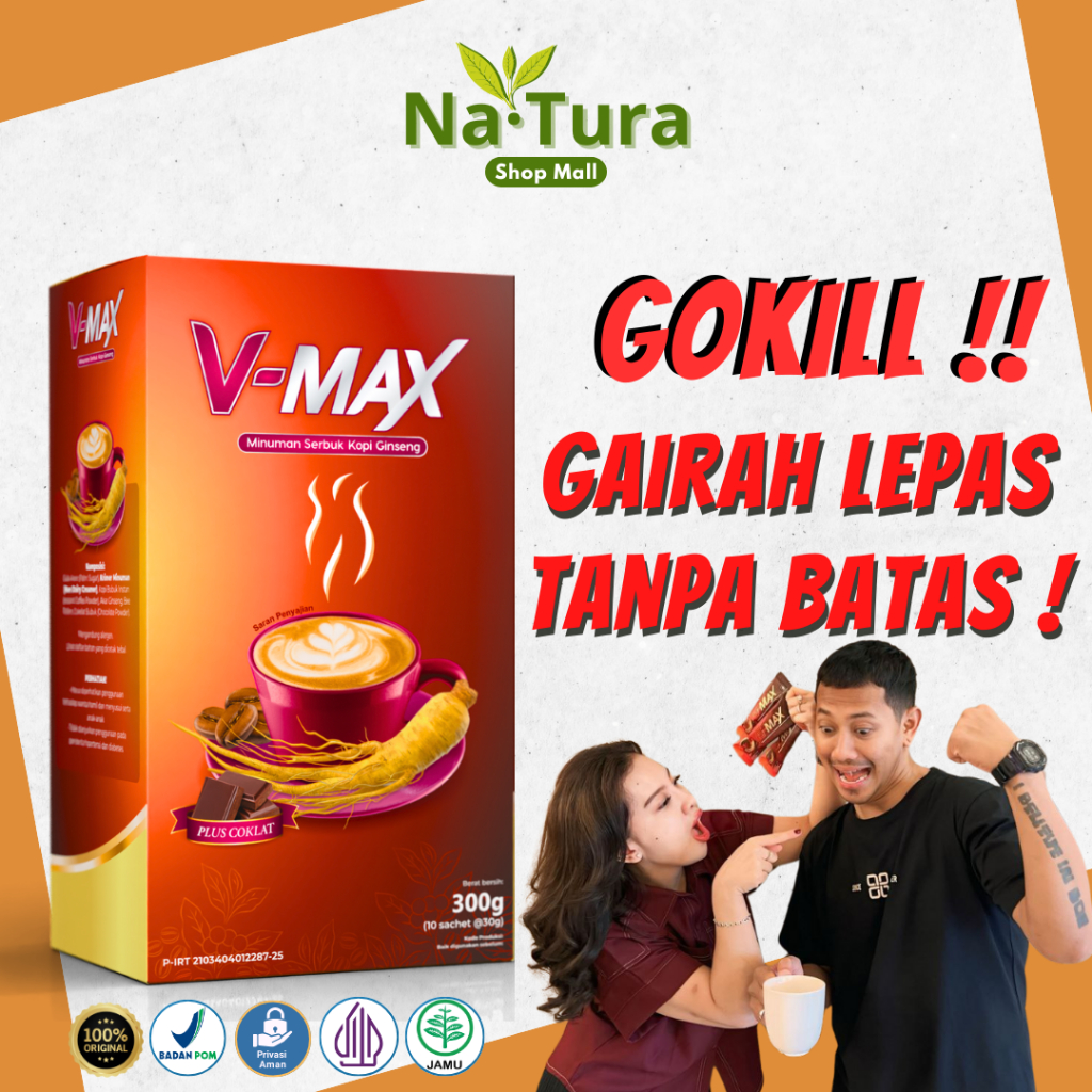 

V-MAX Minuman Kopi Ekstrak Ginseng - Kopi Stamina Wanita - 1 Box Isi 10 Sachet - Aman Nyaman