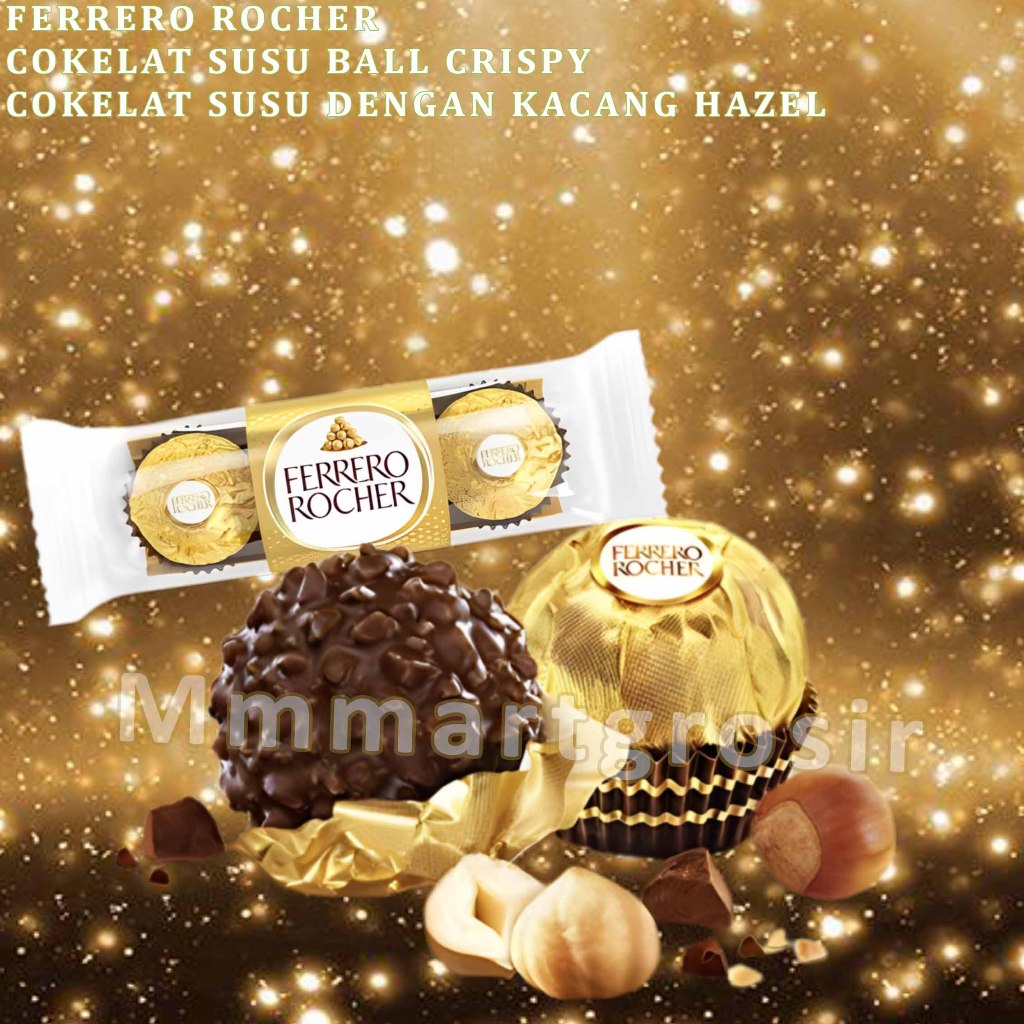 

Ferrero Rocher / Cokelat Susu Dengan Kacang Hazel / Cokelat Susu Ball Crispy / 125gr