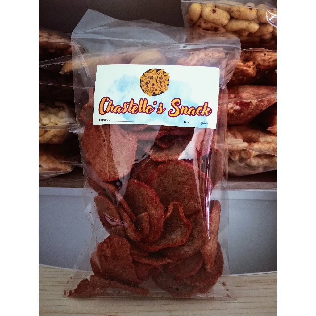 

Kerupuk Bakso Goreng Pedas kemasan 100 gr