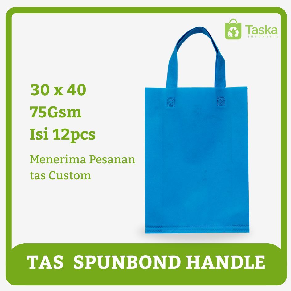 

Taska - (Isi12) TAS SPUNBOND HANDLE 30X40 LUSINAN WARNA BIRU POCARI / Tas Belanja Murah Goodie Bag