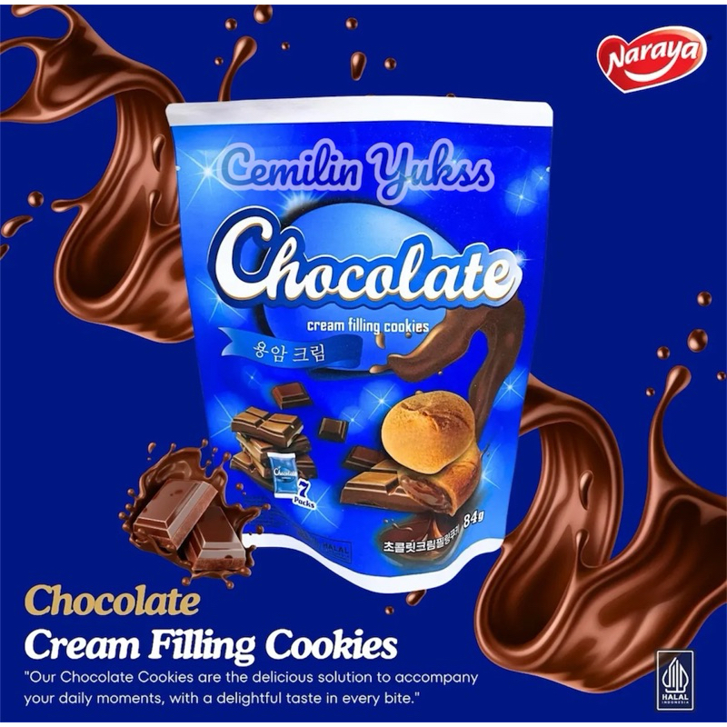 

Naraya Cookies Chocolate Cream 84g Kukis Isi Cream Coklat Chocolate Cream Filling Cookies