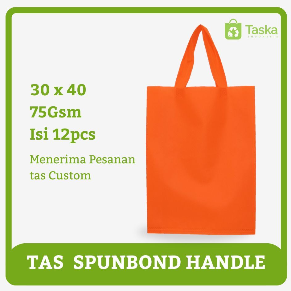 

TAS SPUNBOND HANDLE 30X40 LUSINAN WARNA ORANGE / Tas Belanja Murah / Kantong Belanja