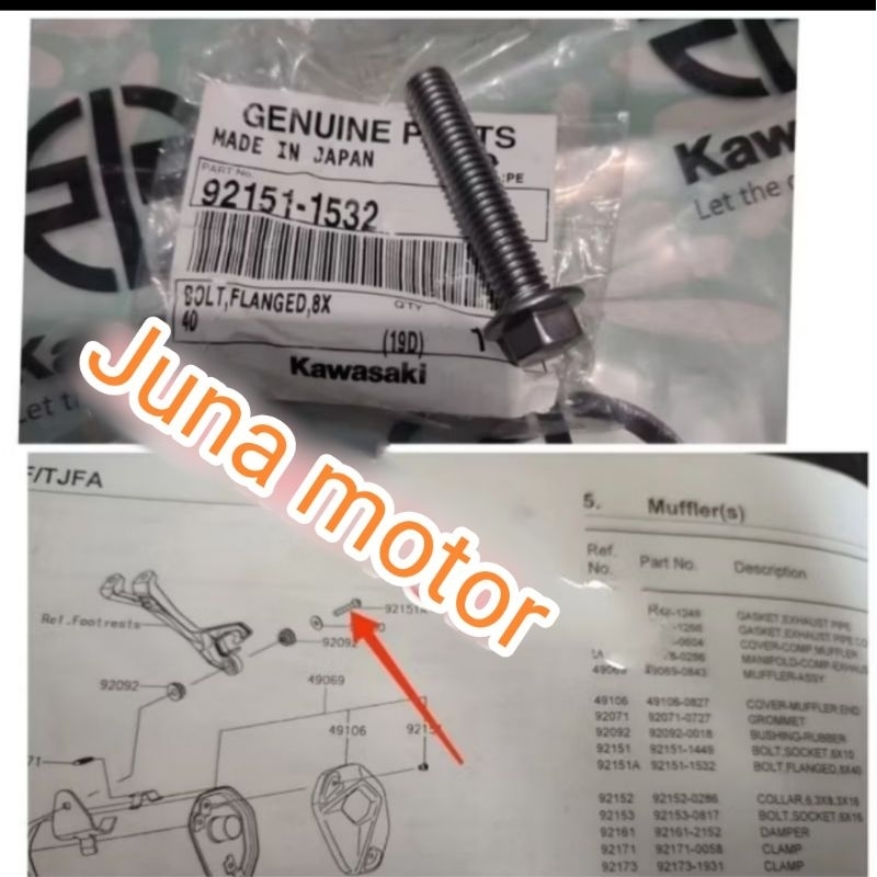baut dudukan knalpot selencer Ninja 250fi new Ninja 250 fi New 2018 original