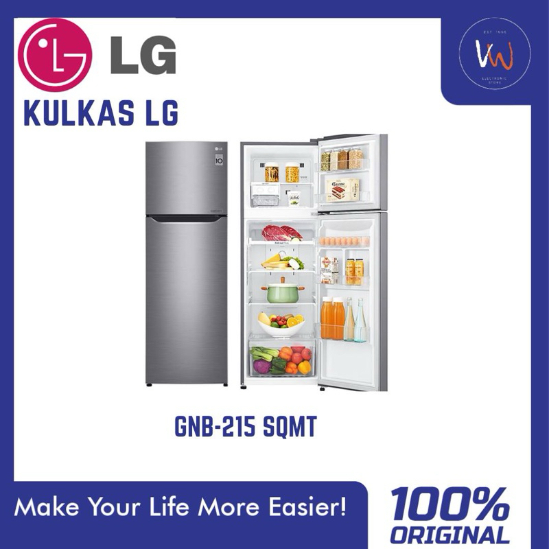 Kulkas LG 2 Pintu GNB-215SQMT Smart Inventer / Lemari Es 2 Pintu Jumbo