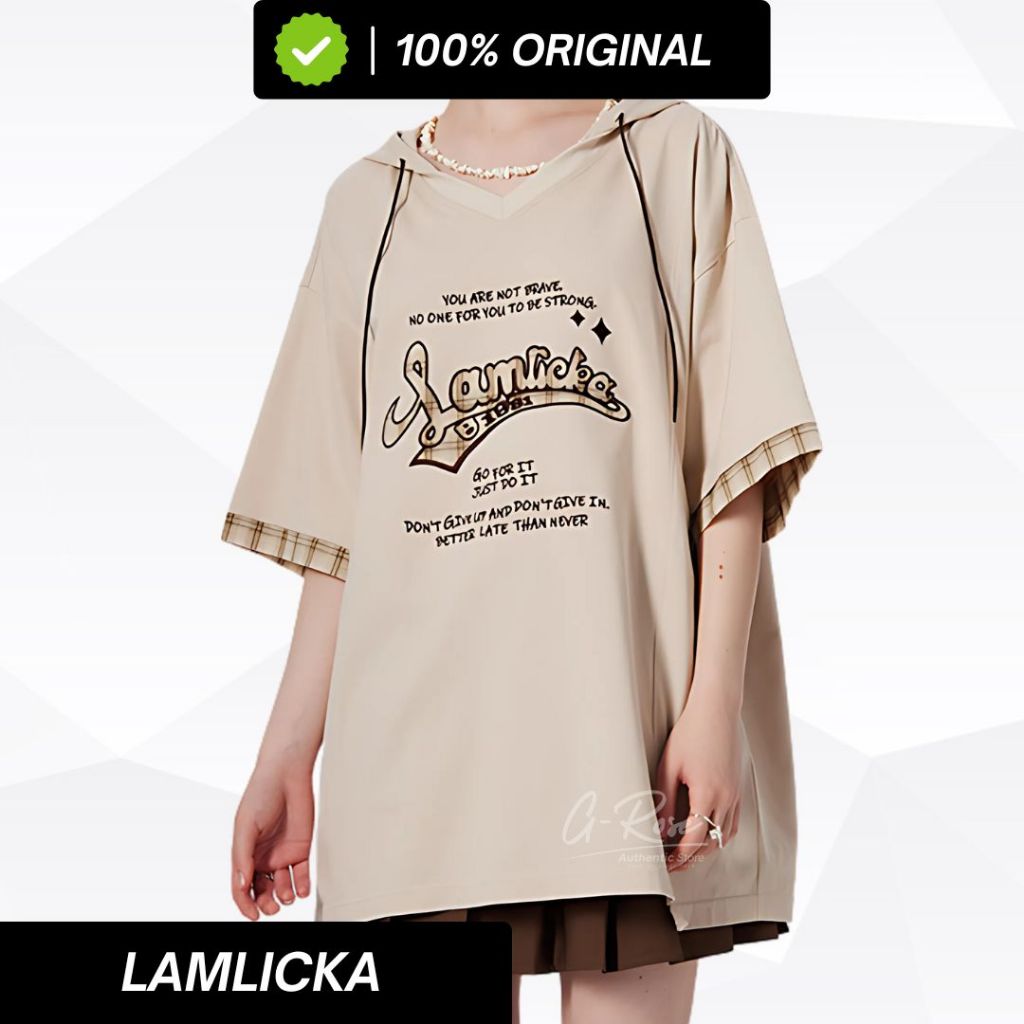 LAMLICKA PANDA UNIVERSITY LOGO OVERSIZE HOODIE SHIRT ORIGINAL