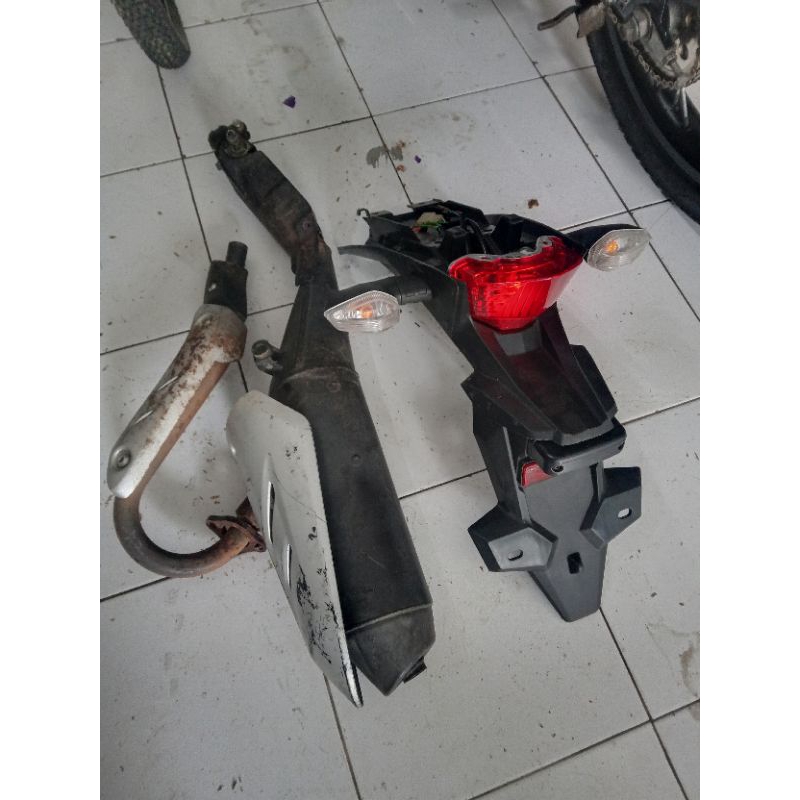 kenalpot standar CRF150l original+stoplam belakang CRF150L