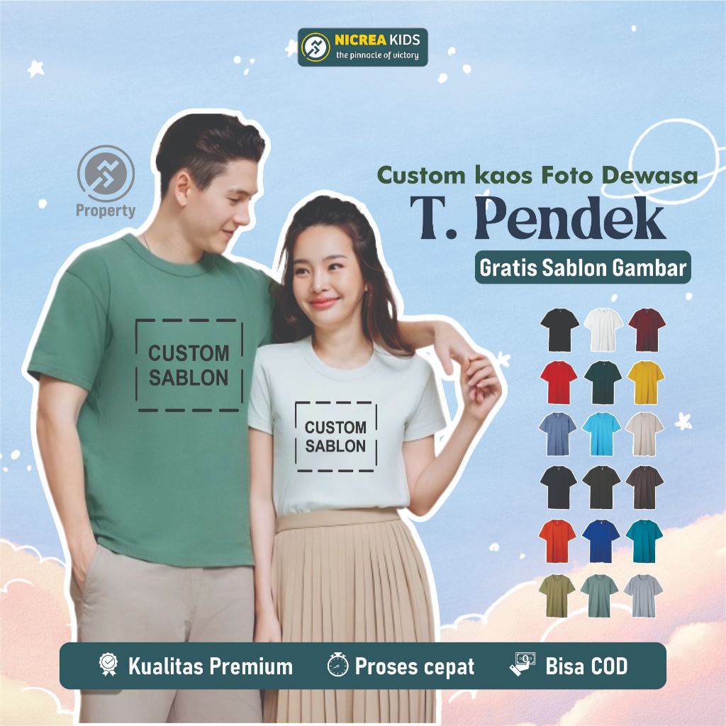 Kaos Dewasa Foto Gratis Custom Sablon Foto Tangan Pendek Pria Wanita Terlaris