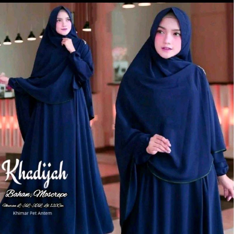 Khadijah Bahan Moskrepes Baju Gamis Khadijah Syari Set Jilbab Jumbo Berbagai Warna Gamis Set Syari V