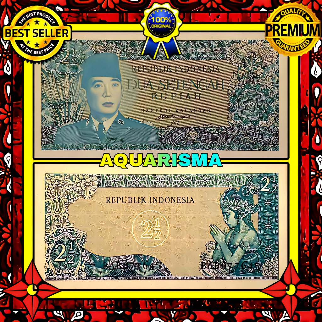 KOLEKSI NUMISMATIK - SOUVENIR UANG KUNO 2½ RUPIAH INDONESIA SOEKARNO 1961