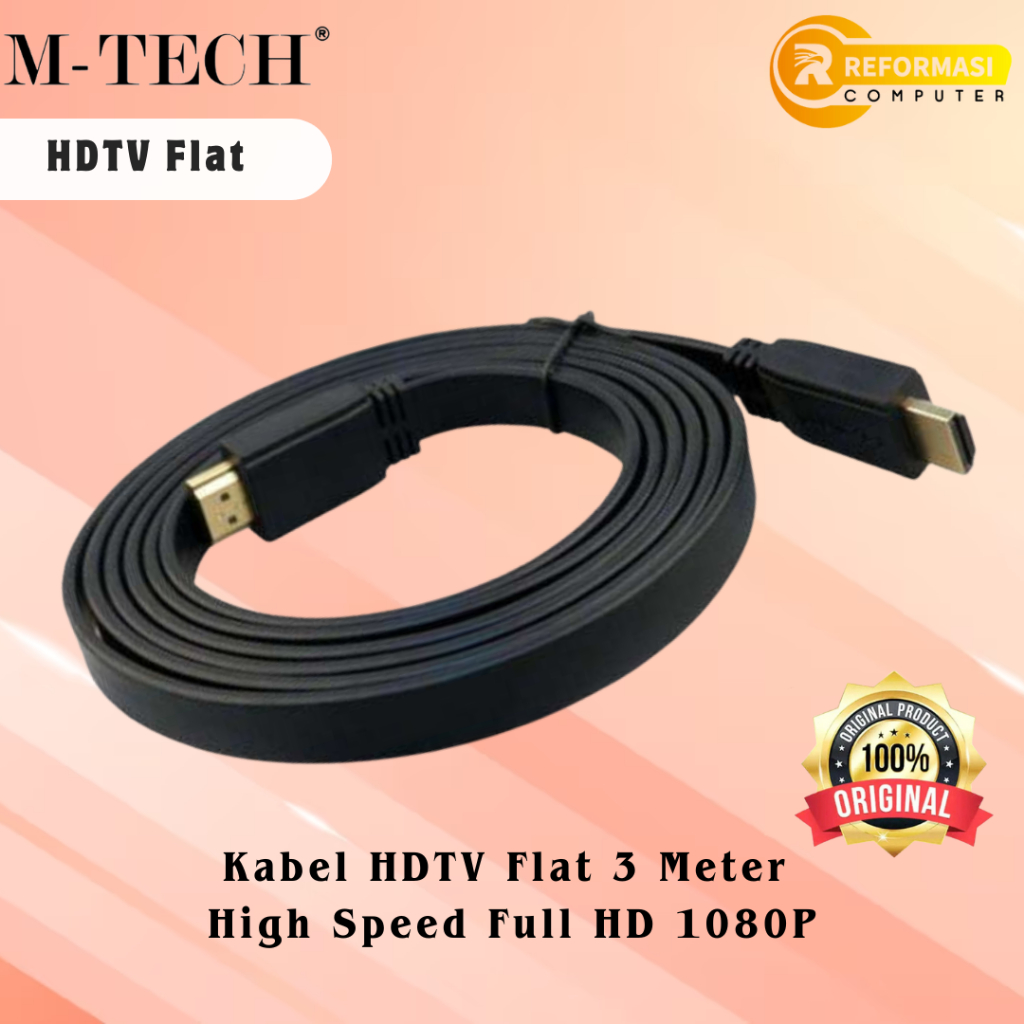 M-Tech Kabel HDMI  3 METER FLAT Accessories Laptop - HITAM