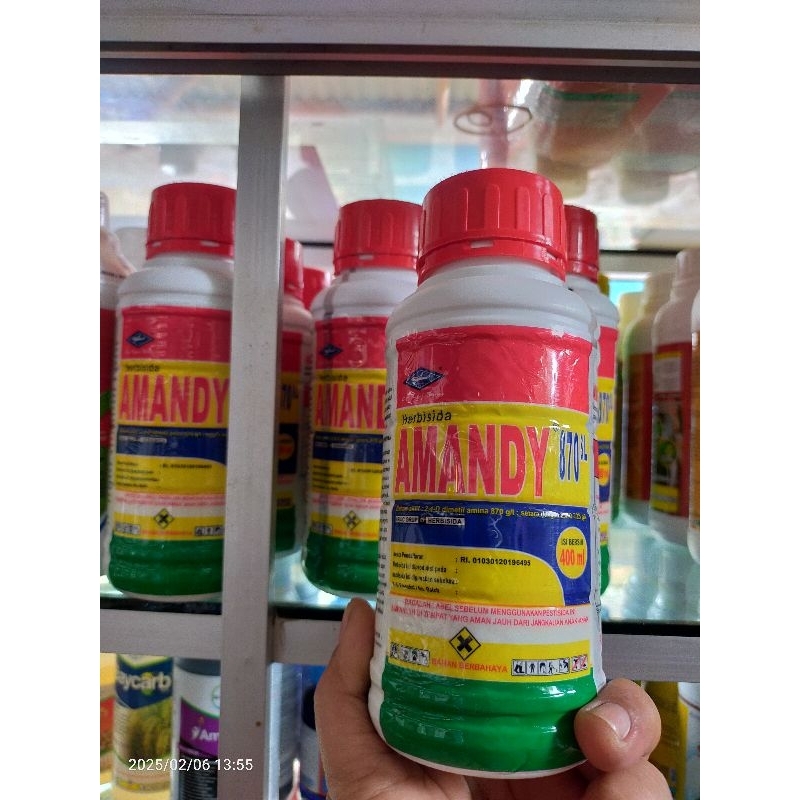 herbisida selektif sistemik  amandy 870SL 400ml dimetil amina gulma rumput daun lebar teki gunda