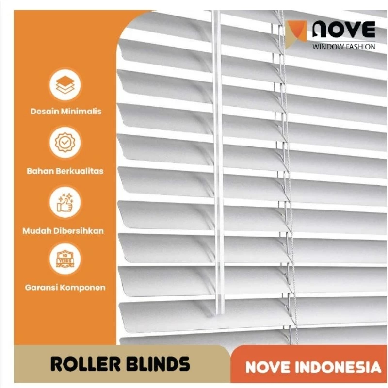 Nove Alumunium Blinds Stick +Cord DELUXE SLAT - Tirai Gulung Alumunium -Tirai Minimalis Termurah