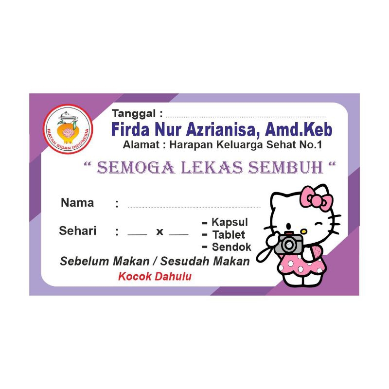 

Stiker label obat hello kitty ( 1 pak isi 50 pcs)