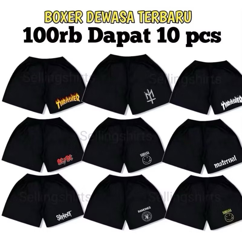 PROMO 100RIBU DAPAT 10 PCS CELANA PENDEK BOXER PRIA BOXER PRIA SABLON DIGITAL