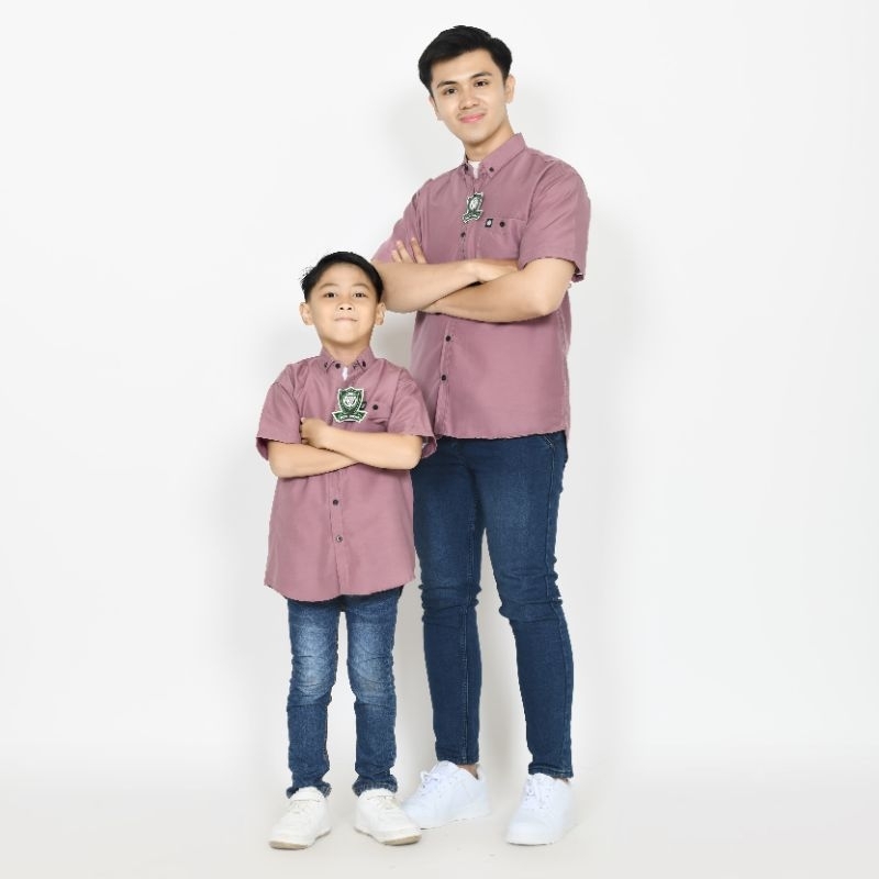 DUSTY UNGU/TARO KEMEJA POLOS COUPLE AYAH DAN ANAK WARNA DUSTY UNGU