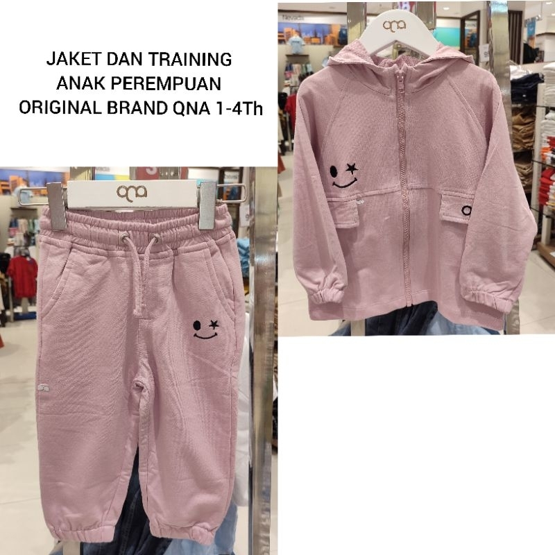 SETELAN JAKET DAN TRAINING ANAK PEREMPUAN ORIGINAL BRAND QNA (1-4Th) NL'24
