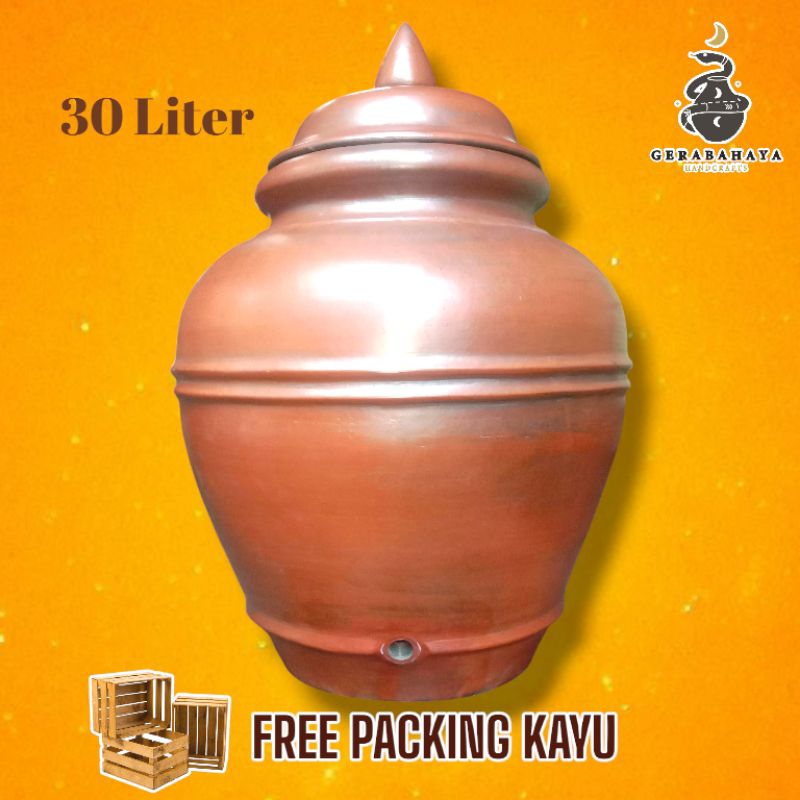 Gentong Padasan 20,30,40 Liter Air Lubang Pvc Polos Ukir Gerabah Tanah Liat