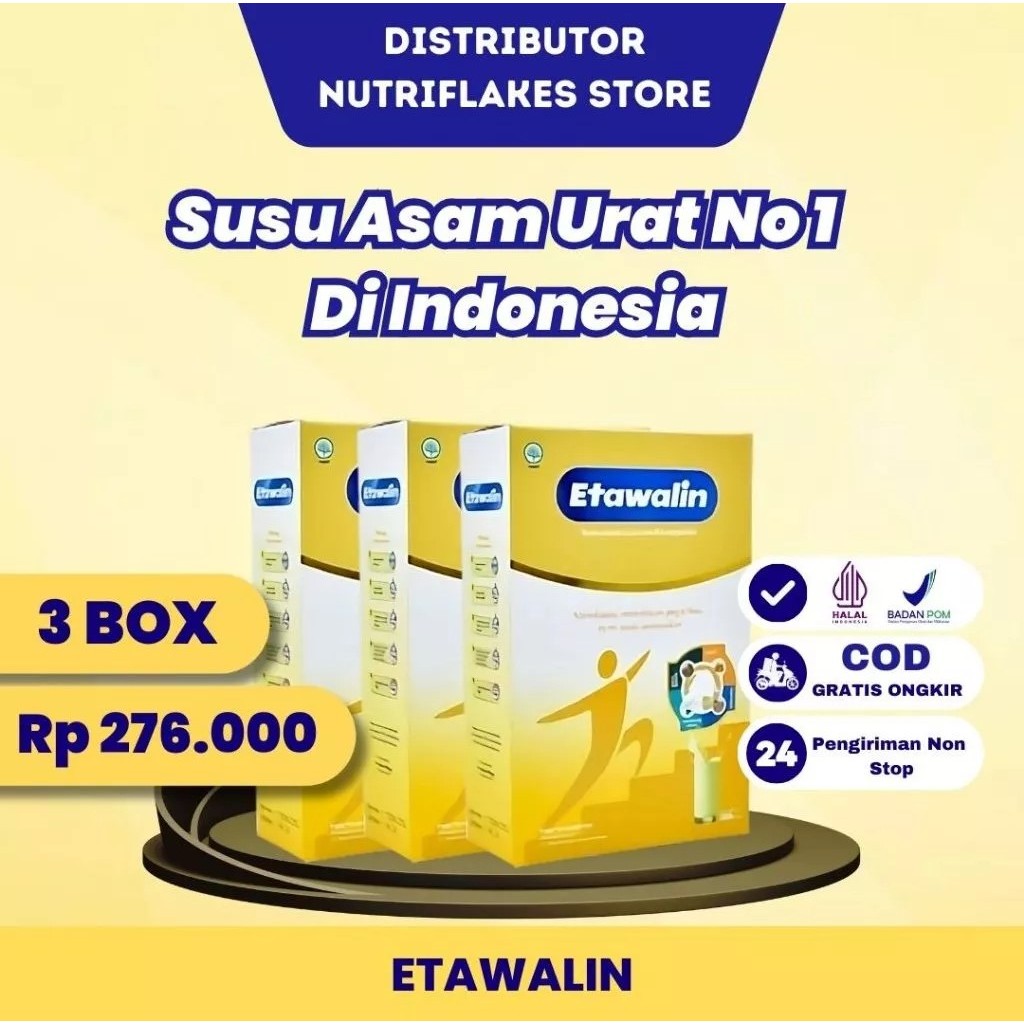 

DISKON TERMURAH!!! Etawalin 3 Box - Susu Kambing Etawalin Asli Original Atasi Nyeri Sendi dan Tulang
