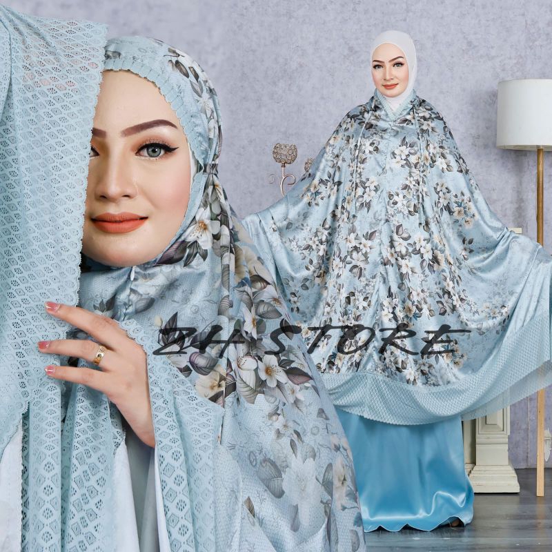 mukena Sutra silk motif dewasa mukena motif mix renda burkat import/mukenah mewah/grosir mukena