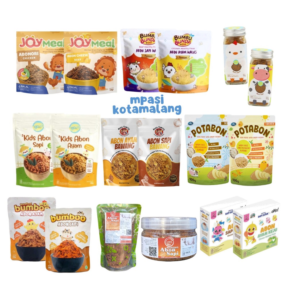 

ABON MPASI KIDS YUMMY BITES JOYMEAL LINGKAR ORGANIK GROUU PLUM BLUM BUMBU BUNDA BUMBOO POTABON ABEFOOD- ABON ANAK NON MSG