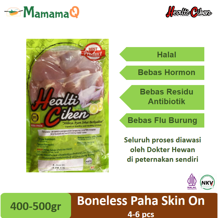 

HEALTI CIKEN HEALTHY CHICKEN Ayam Sehat Probiotik Boneless Paha Fillet SKIN ON dengan kulit Halal 400-500gr