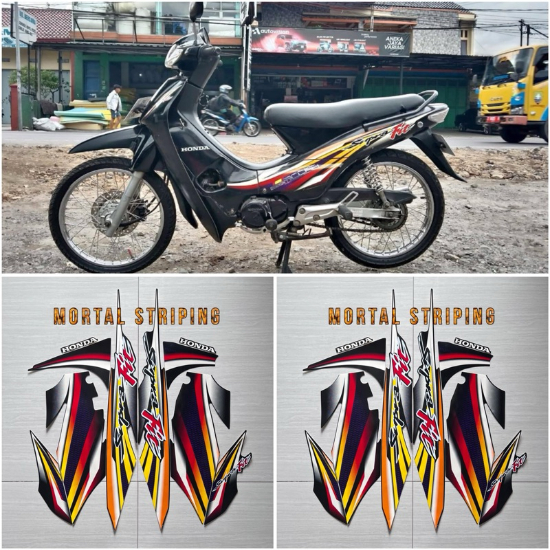 STIKER STRIPING LIS BODY HONDA SUPRA FIT LAMA 2003 2004 HITAM