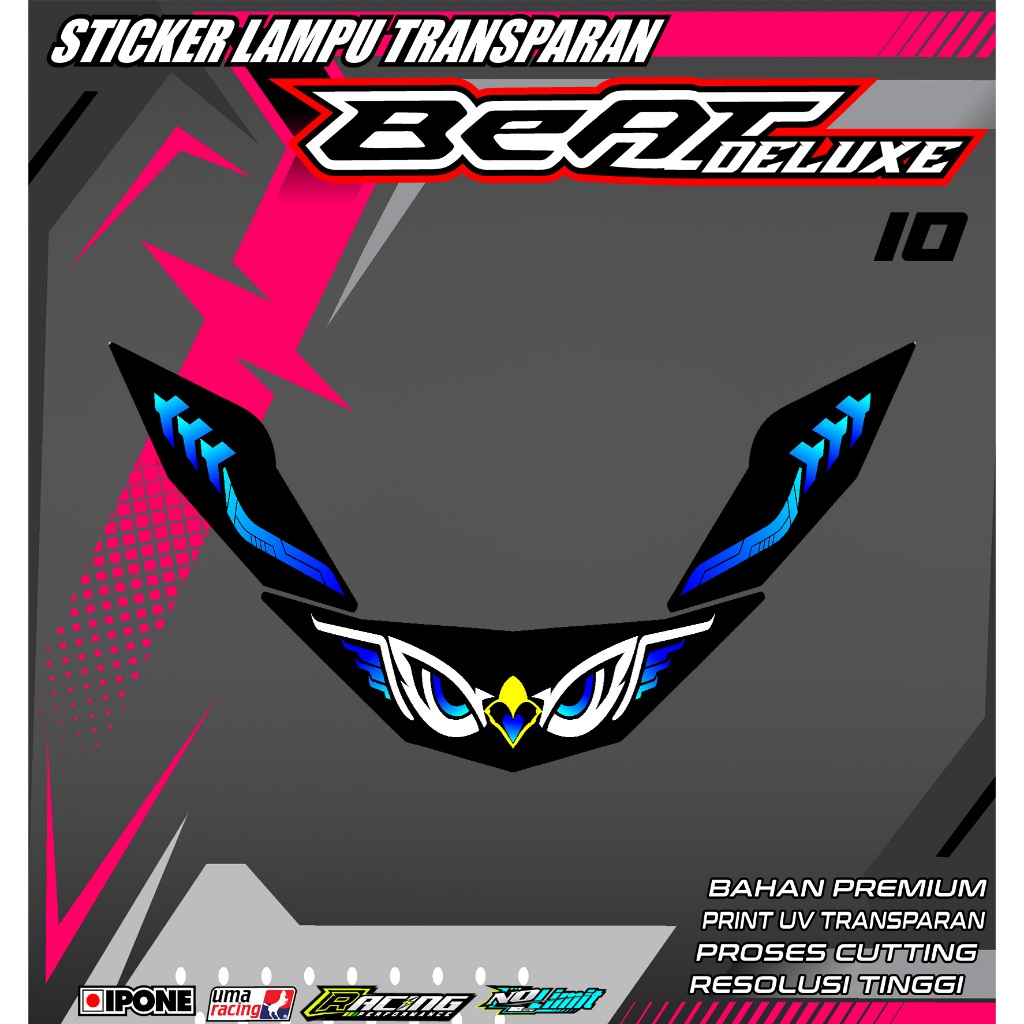 KODE 10 STICKER ALIS LAMPU MOTOR BEAT DELUXE 2020-2023 - STICKER ALIS DEPAN LAMPU MOTOR BEAT DELUXE