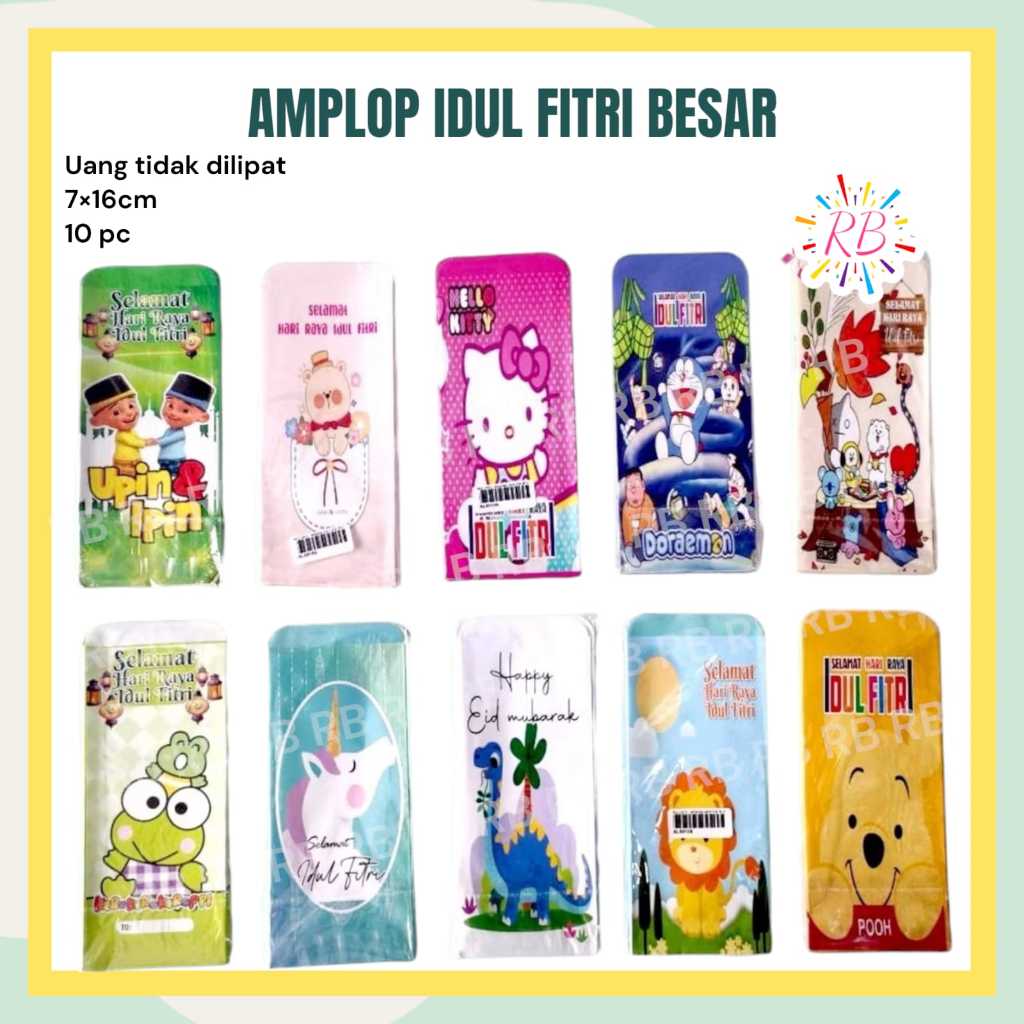 

Amplop LEBARAN IDUL FITRI BESAR Karakter Isi 10 / Angpau Idul Fitri Panjang Karakter BESAR