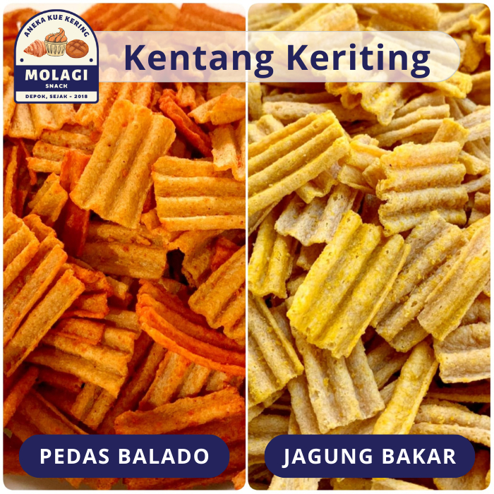 

Keripik Kentang Keriting / Kripik Kentang Varian Rasa 250 Gram - Molagi Snack