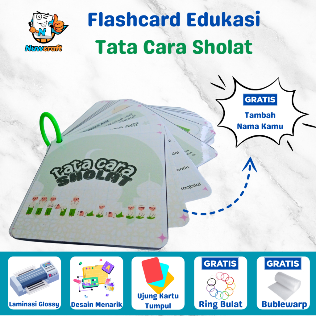 Flashcard Tata Cara Sholat – Kartu Edukasi Islami Anak, Belajar Gerakan & Bacaan Sholat
