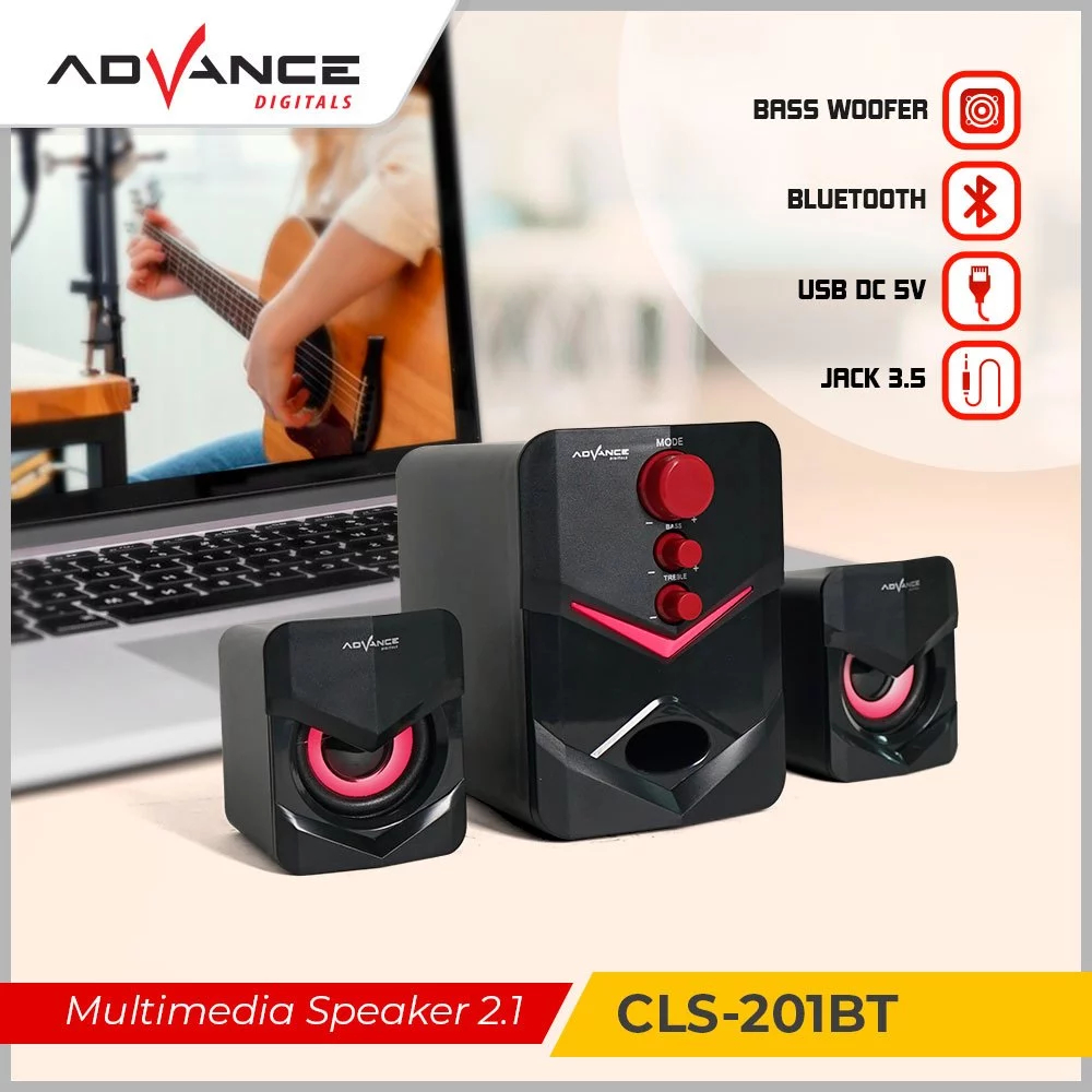 Speaker Advance CLS-201BT Bluetooth Extra Super Bass / Speaker LED lampu speaker Komputer PC Laptop