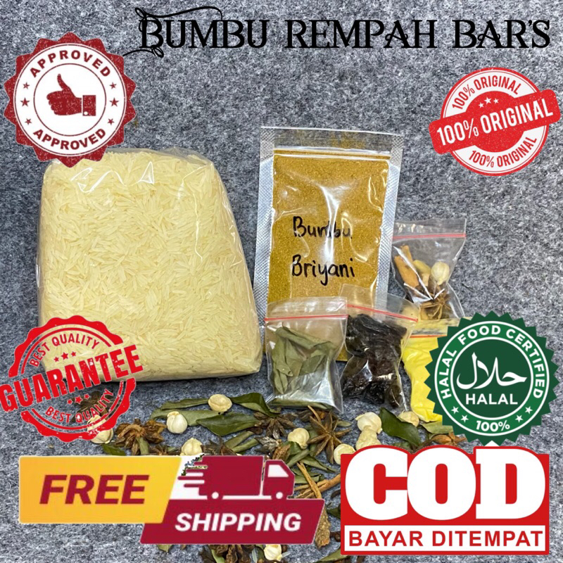 

paket beras basmati+bumbu kebuli/briyani/bukhori/500gr/masakan timur/free kismis+daun kari+rempah+margarine/masakan