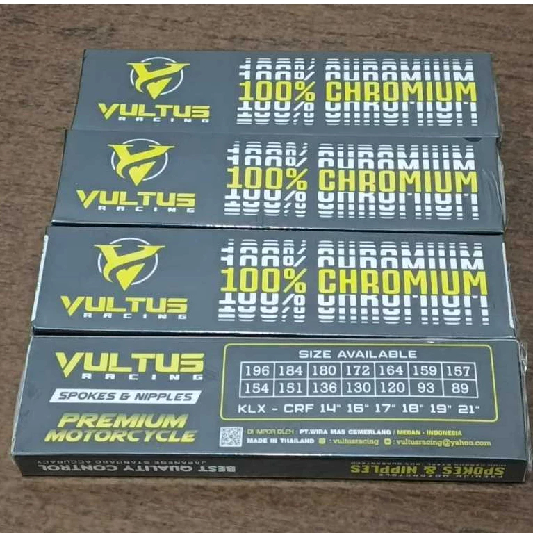 JARI JARI / JERUJI / RUJI / SPOKE SET VULTUS CHROME UNTUK KLX / CRF / TRAIL / DTRACKER UKURAN 9 X 15