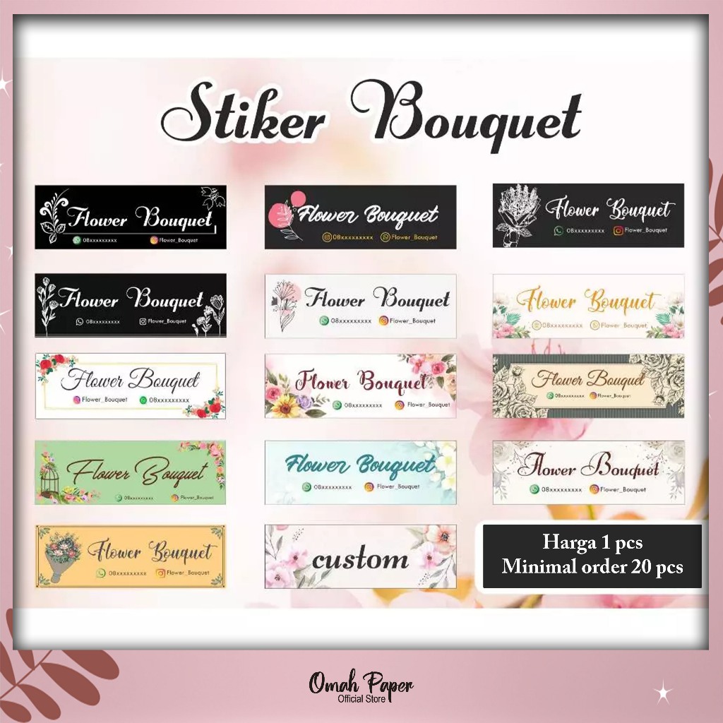 

STIKER LABEL BOUQUET I STIKER BUKET CUSTOM NAMA SOSMED I STIKER LABEL PRODUK BUCKET BIJIAN