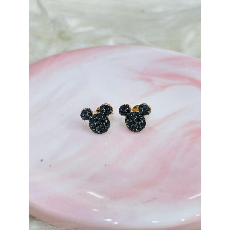 giwang disney edition mickey mouse permata hitam emas asli kadar 700
