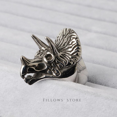 Cincin Triceratops Fashion Pria Keren Model Adjustable Vintage Punk Rock Kekinian CK4