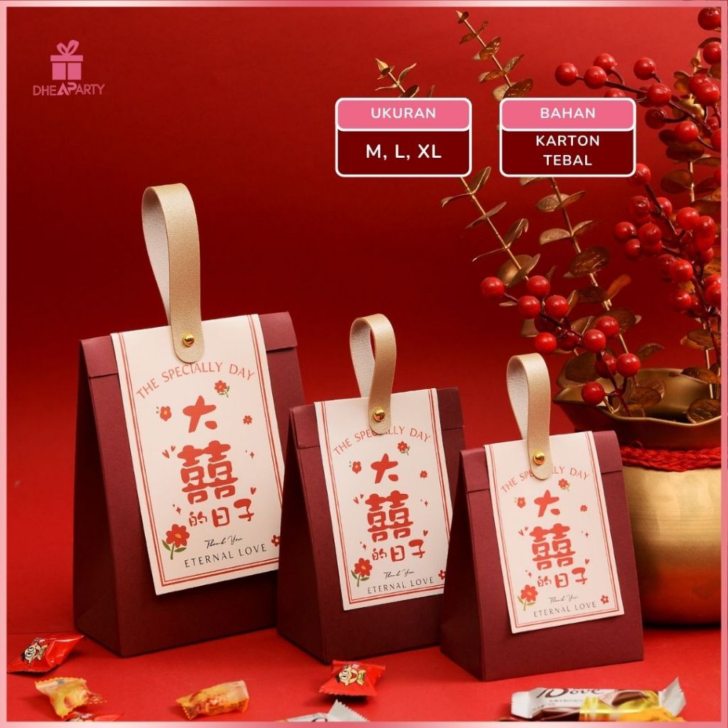 

DP Paperbag Wedding Shuang Xi / Kotak Souvenir Teapai / Goodie Bag Souvenir Wedding Sangjit PP54