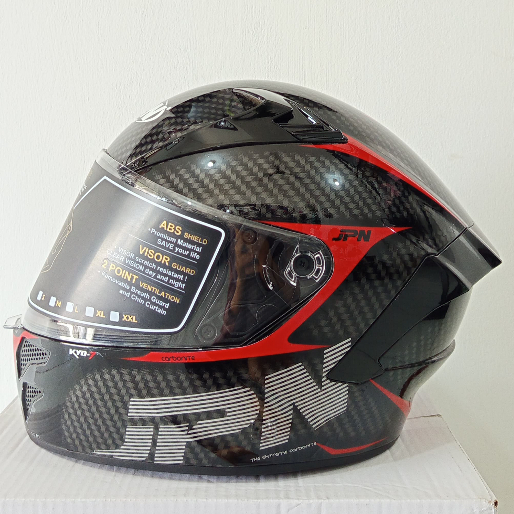 HELM JPN KYO7 MOTIF CARBON KACA CLEAR ORI SNI