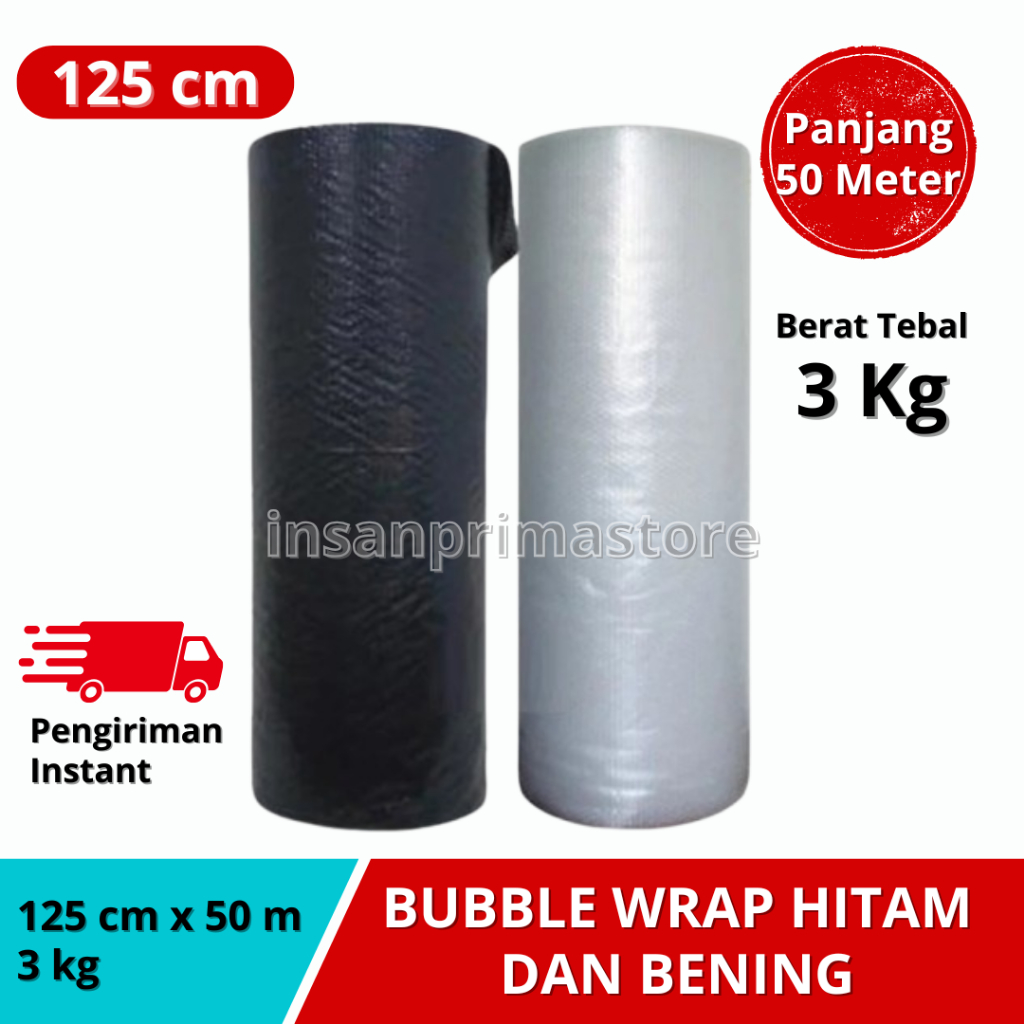 

Bubble Wrap Roll Hitam Bening 3 kg 125 cm x 50 meter Tebal dan Berkualitas Baik MURAH / Bubblewarp Lentur