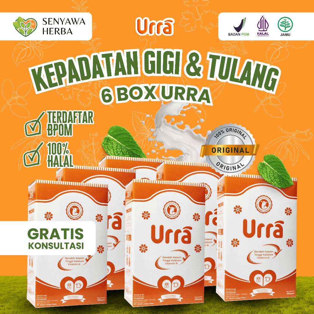 

Paket 6 Box URRA Susu Kambing Saanen Untuk Kepadatan Gigi Dan tulang Anak Rasa Original 200gr