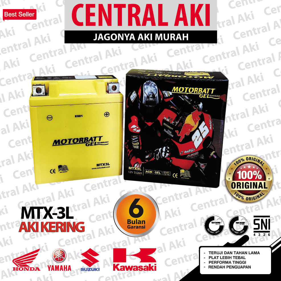 Accu Motor RX-KING 12V 3AH MOTORBATT MTX-3L Aki Kering
