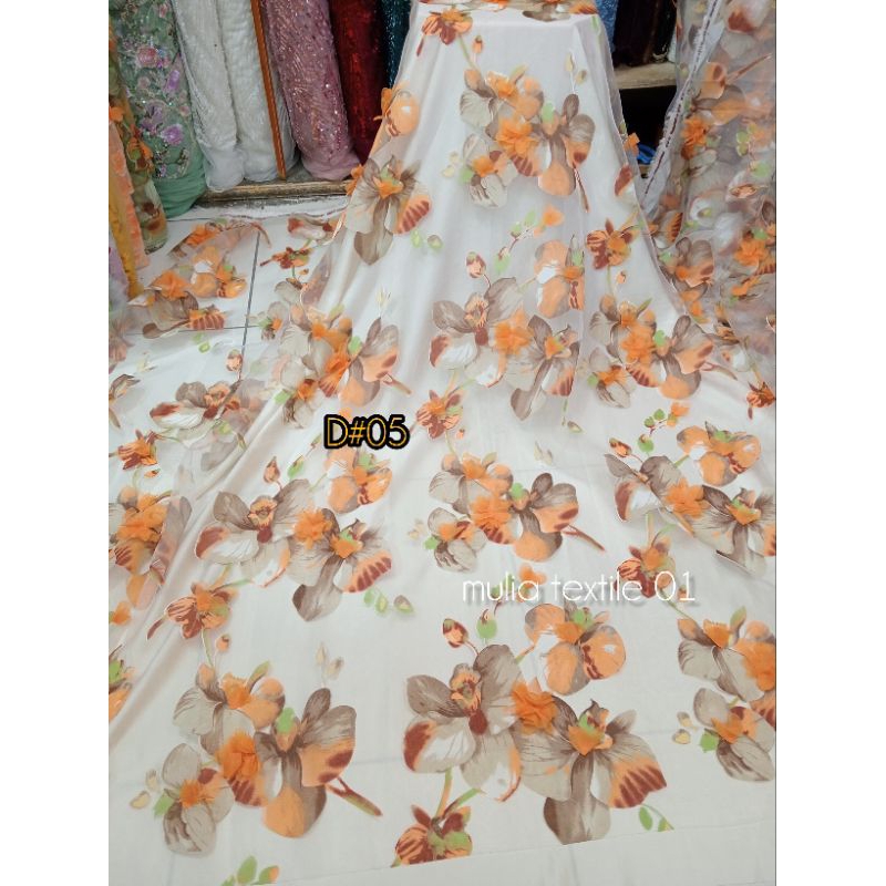 kain/bahan organza bunga 3D