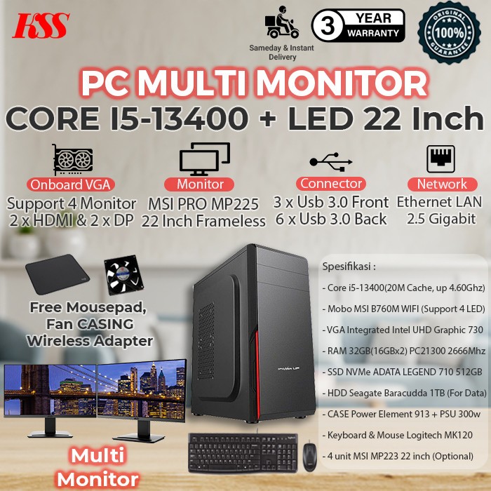 KOMPUTER / PC Rakitan TRADING Core i5 Gen Terbaru DDR4 Dual Monitor